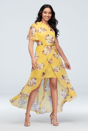 One Shoulder Floral Dress With Chiffon ...
